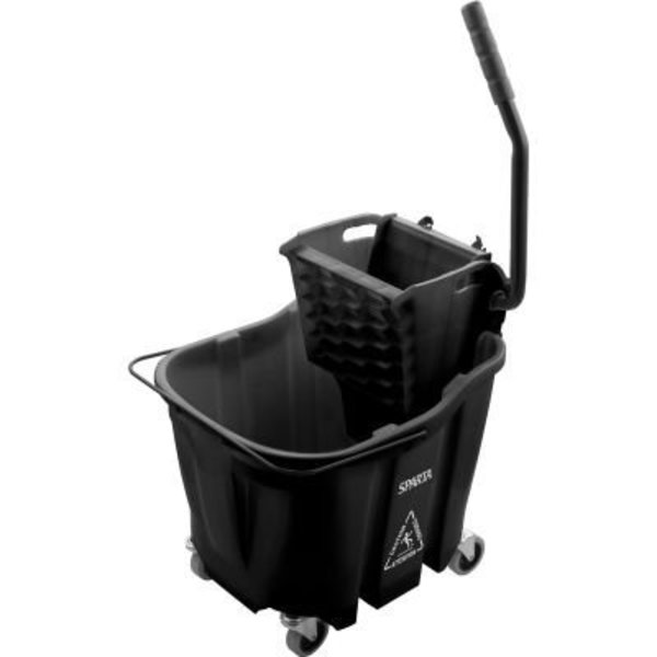 Carlisle Foodservice Sparta Mop Bucket Combo w/ Sidepress Wringer, 35 qt Bucket Capacity, Black 8690403